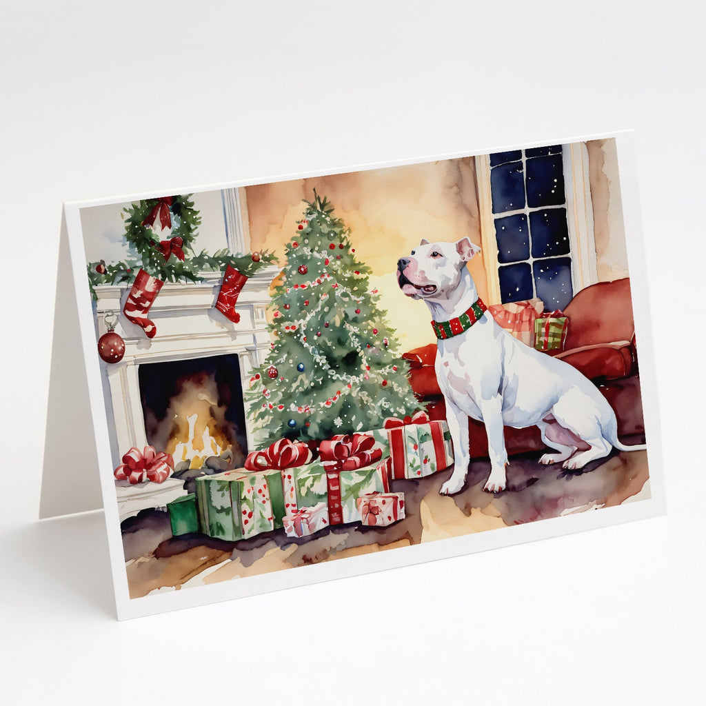 White Pit Bull Terrier Christmas Greeting Cards Pack of 8 Blank Cards with Envelopes Whimsical A7 Size 5x7