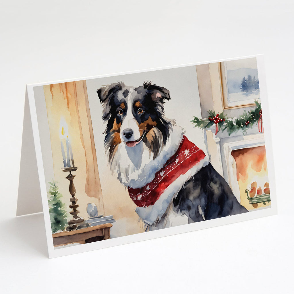 Australian Shepherd Christmas Greeting Cards Pack of 8 Blank Cards with Envelopes Whimsical A7 Size 5x7