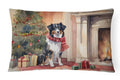 Australian Shepherd Christmas Decorative Throw Pillow 12x16 Indoor Outdoor Accent Cushion, Fabric Cover with Insert for Sofa, Bed, Porch & Living Room