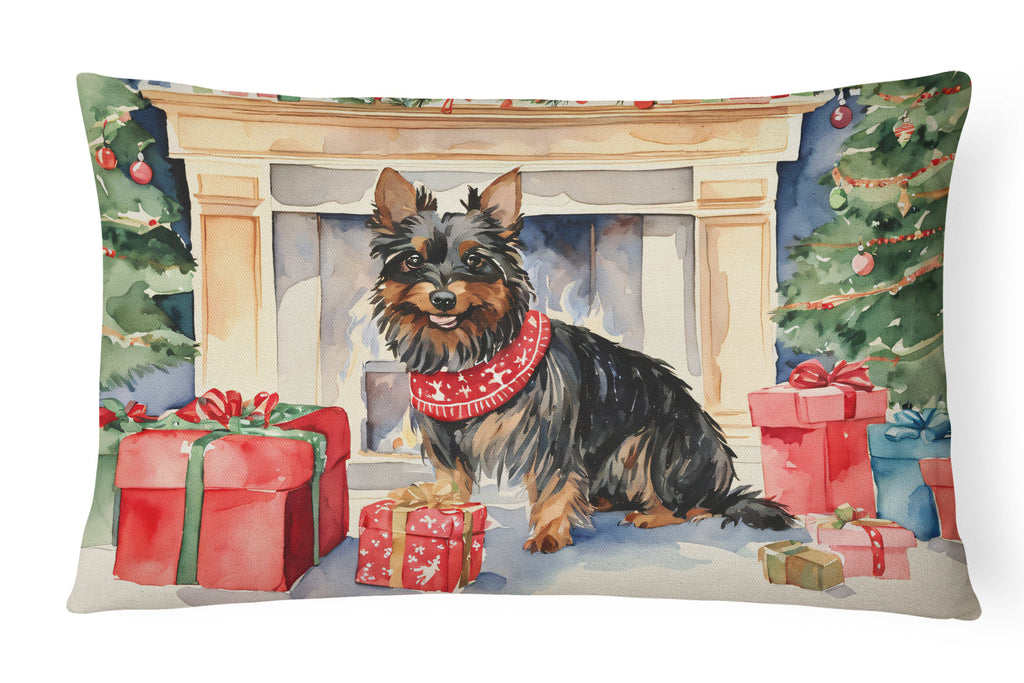 Australian Terrier Christmas Decorative Throw Pillow 12x16 Indoor Outdoor Accent Cushion, Fabric Cover with Insert for Sofa, Bed, Porch & Living Room