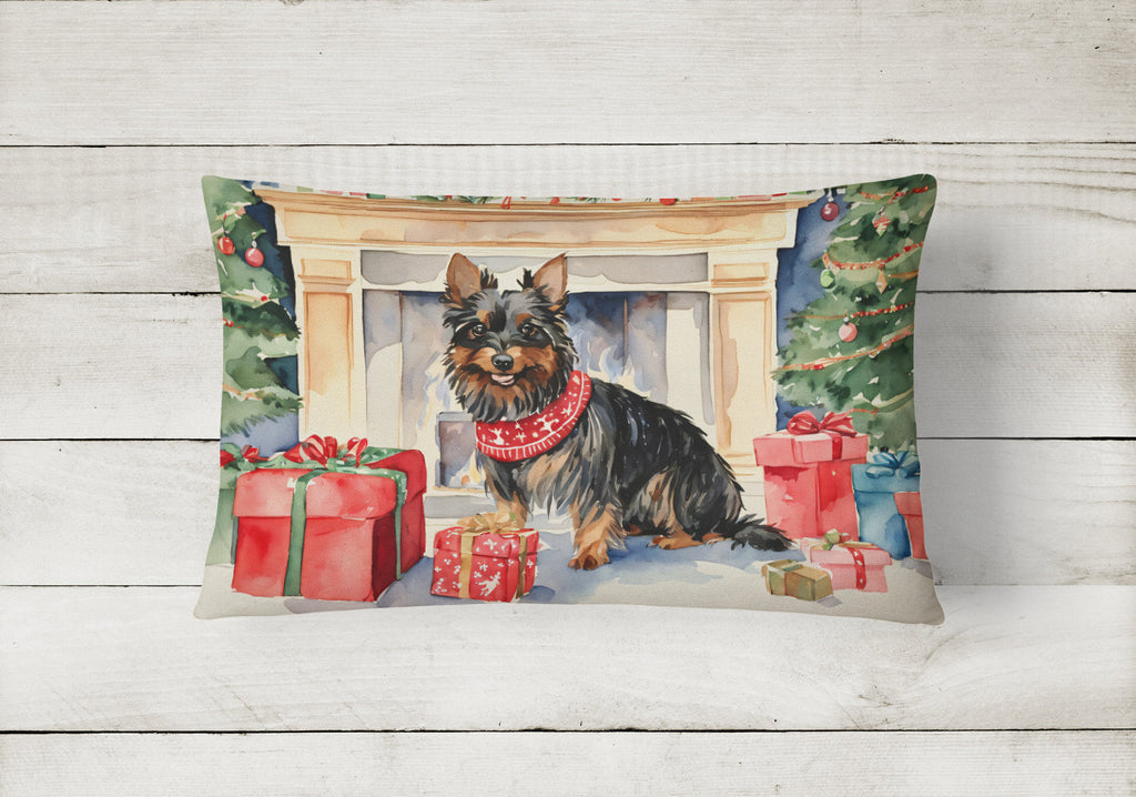 Australian Terrier Christmas Decorative Throw Pillow 12x16 Indoor Outdoor Accent Cushion, Fabric Cover with Insert for Sofa, Bed, Porch & Living Room