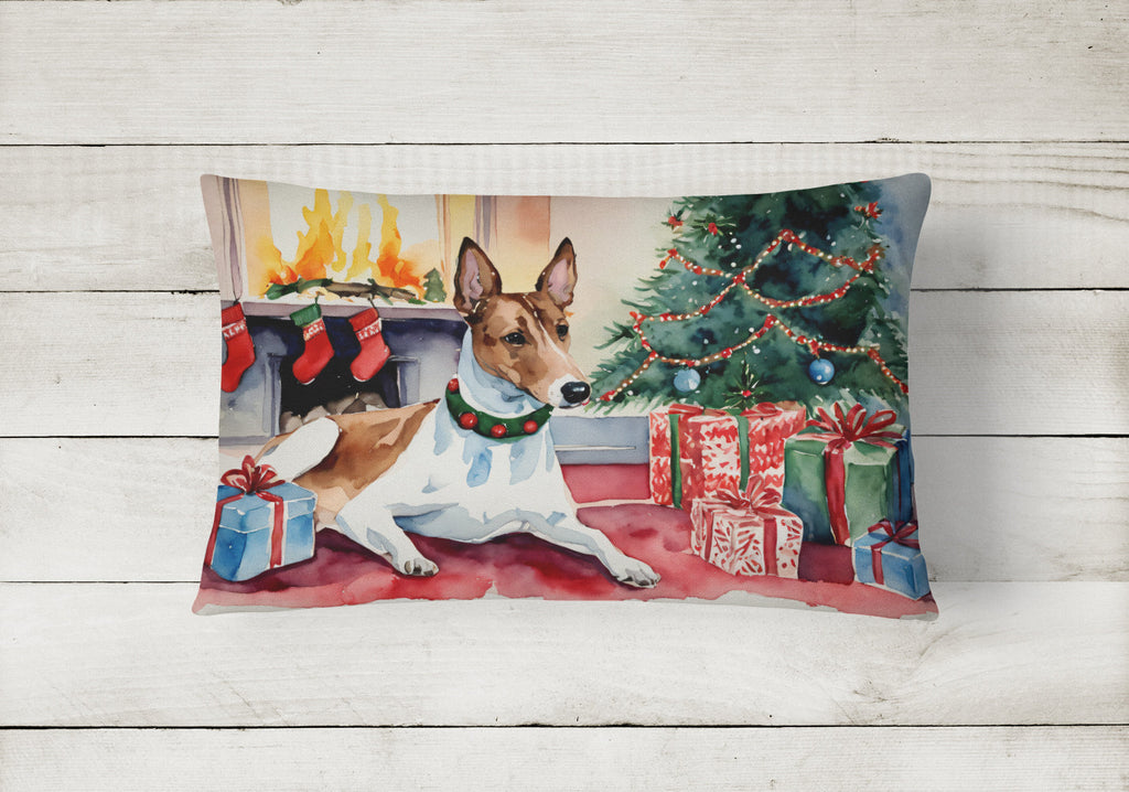 Basenji Christmas Decorative Throw Pillow 12x16 Indoor Outdoor Accent Cushion, Fabric Cover with Insert for Sofa, Bed, Porch & Living Room