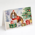 Basset Hound Christmas Greeting Cards Pack of 8 Blank Cards with Envelopes Whimsical A7 Size 5x7