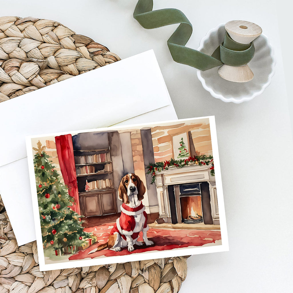 Basset Hound Christmas Greeting Cards Pack of 8 Blank Cards with Envelopes Whimsical A7 Size 5x7