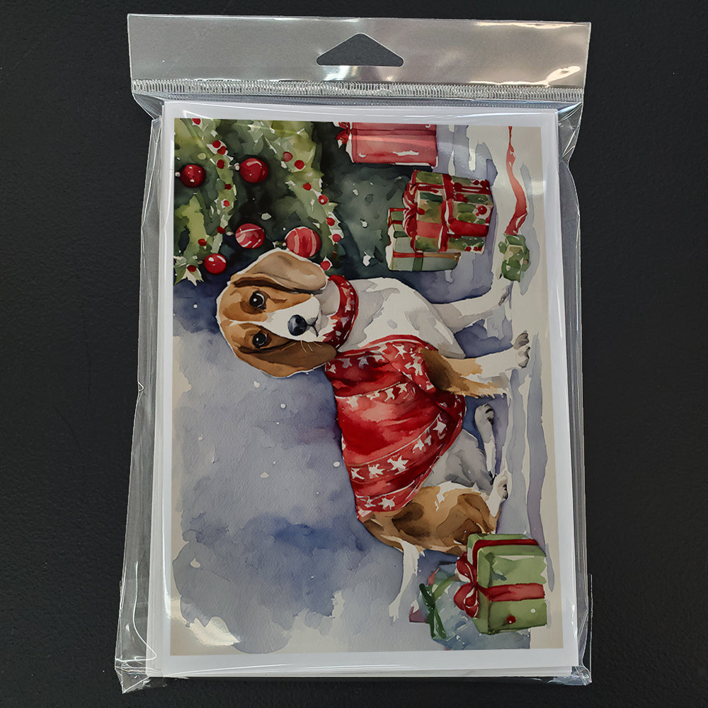 Beagle Christmas Greeting Cards Pack of 8 Blank Cards with Envelopes Whimsical A7 Size 5x7