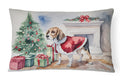 Beagle Christmas Decorative Throw Pillow 12x16 Indoor Outdoor Accent Cushion, Fabric Cover with Insert for Sofa, Bed, Porch & Living Room