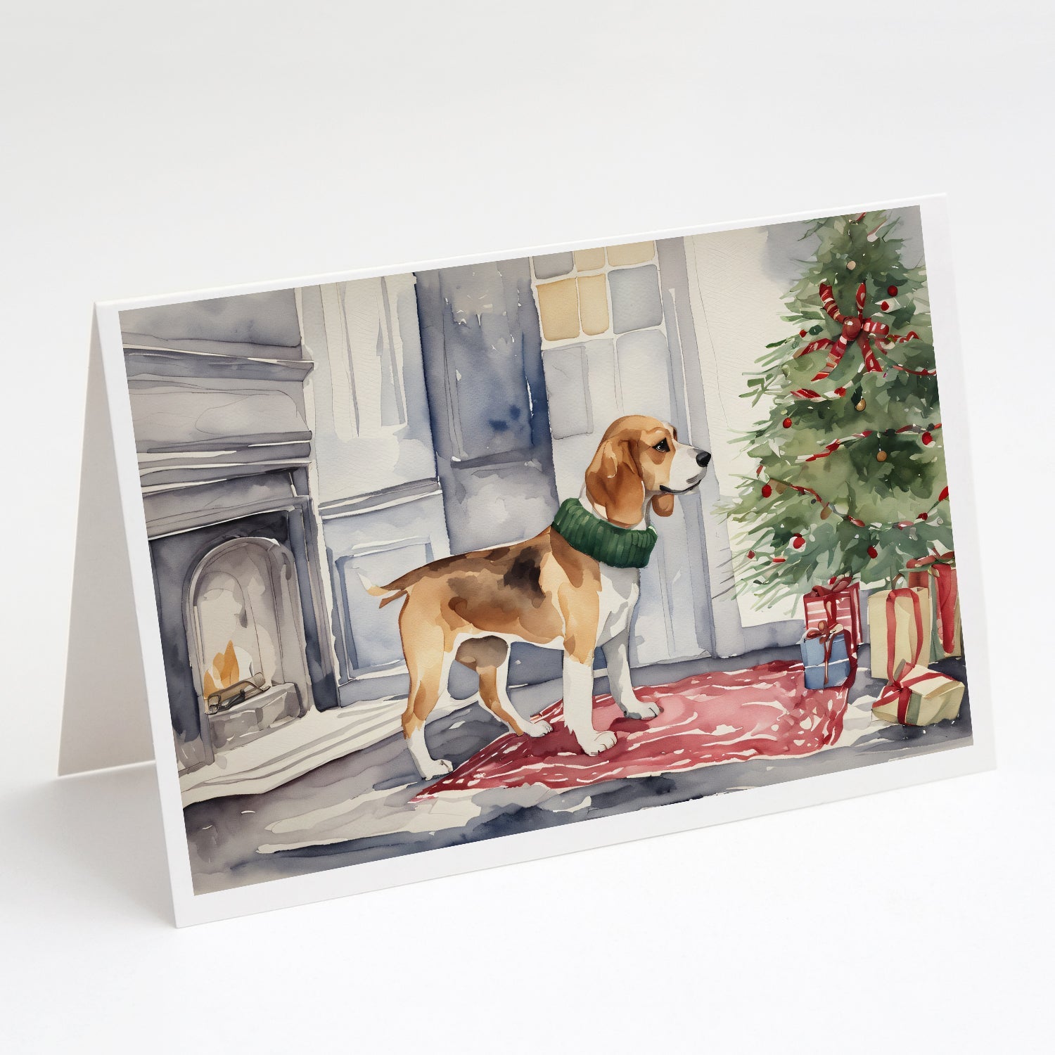 Beagle Christmas Greeting Cards Pack of 8 Blank Cards with Envelopes Whimsical A7 Size 5x7