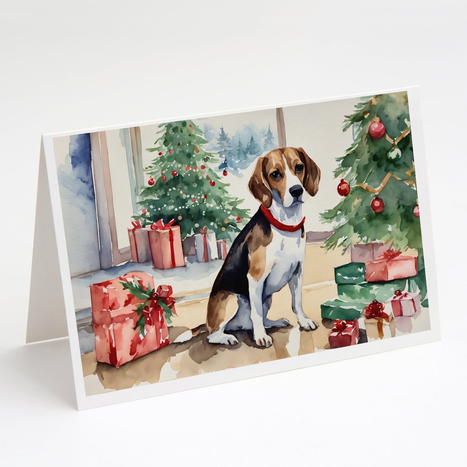 Beagle Christmas Greeting Cards Pack of 8 Blank Cards with Envelopes Whimsical A7 Size 5x7