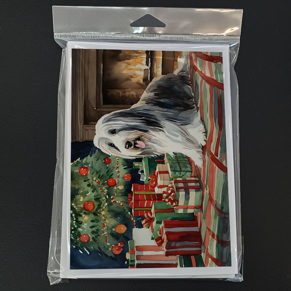 Bearded Collie Christmas Greeting Cards Pack of 8 Blank Cards with Envelopes Whimsical A7 Size 5x7