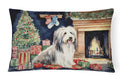 Bearded Collie Christmas Decorative Throw Pillow 12x16 Indoor Outdoor Accent Cushion, Fabric Cover with Insert for Sofa, Bed, Porch & Living Room