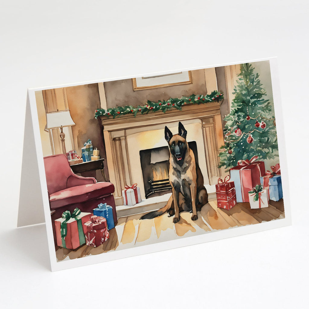 Belgian Malinois Christmas Greeting Cards Pack of 8 Blank Cards with Envelopes Whimsical A7 Size 5x7