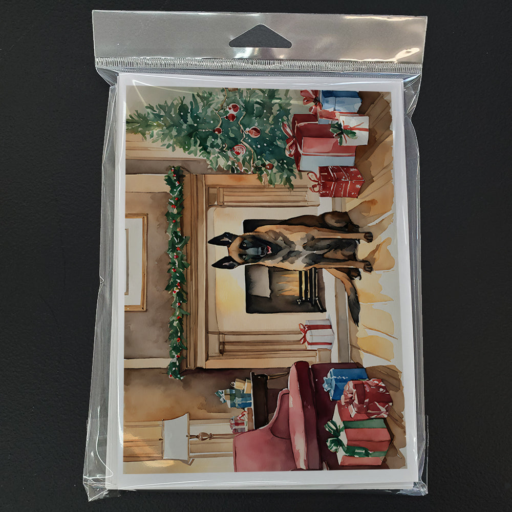 Belgian Malinois Christmas Greeting Cards Pack of 8 Blank Cards with Envelopes Whimsical A7 Size 5x7
