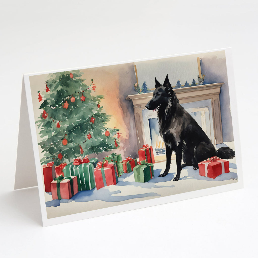 Belgian Sheepdog Christmas Greeting Cards Pack of 8 Blank Cards with Envelopes Whimsical A7 Size 5x7