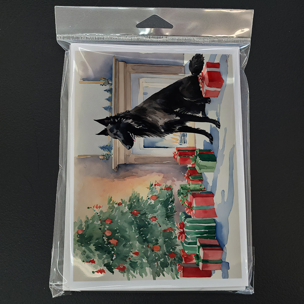 Belgian Sheepdog Christmas Greeting Cards Pack of 8 Blank Cards with Envelopes Whimsical A7 Size 5x7