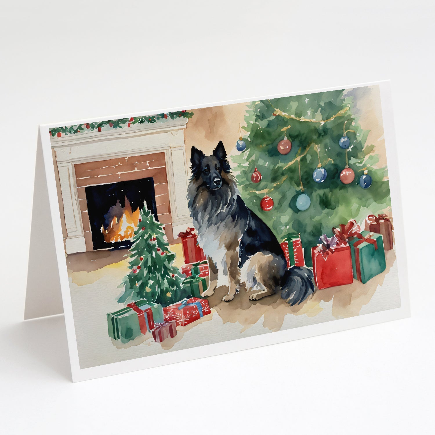 Belgian Tervuren Christmas Greeting Cards Pack of 8 Blank Cards with Envelopes Whimsical A7 Size 5x7