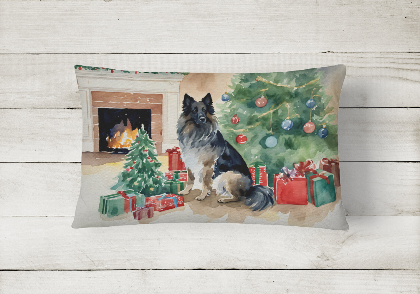 Belgian Tervuren Christmas Decorative Throw Pillow 12x16 Indoor Outdoor Accent Cushion, Fabric Cover with Insert for Sofa, Bed, Porch & Living Room