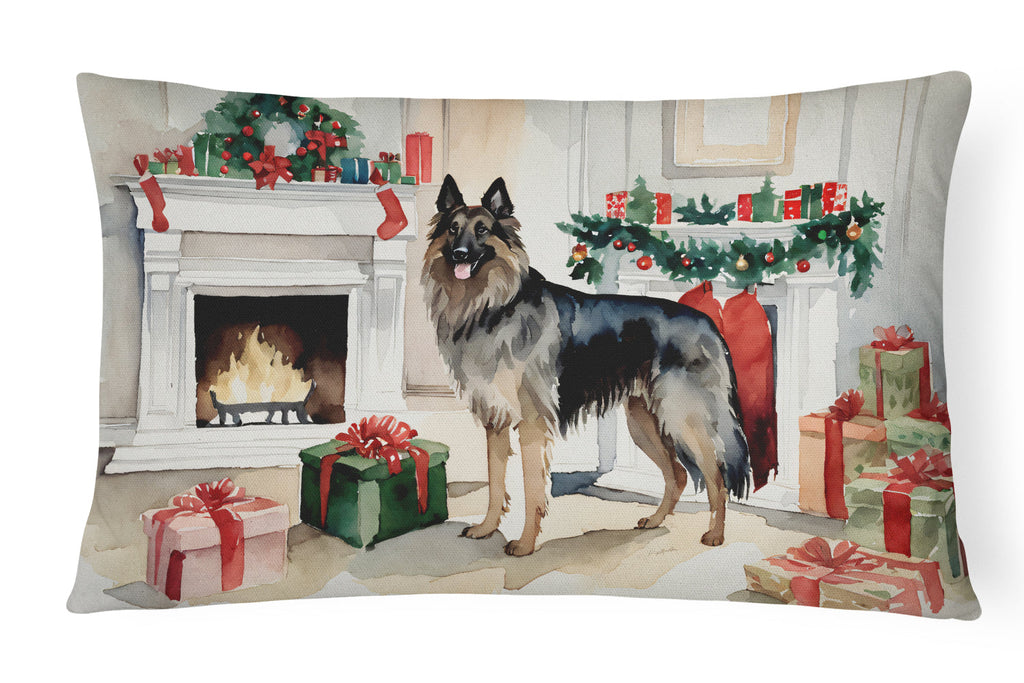 Belgian Tervuren Christmas Decorative Throw Pillow 12x16 Indoor Outdoor Accent Cushion, Fabric Cover with Insert for Sofa, Bed, Porch & Living Room