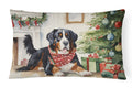 Bernese Mountain Dog Christmas Decorative Throw Pillow 12x16 Indoor Outdoor Accent Cushion, Fabric Cover with Insert for Sofa, Bed, Porch & Living Room