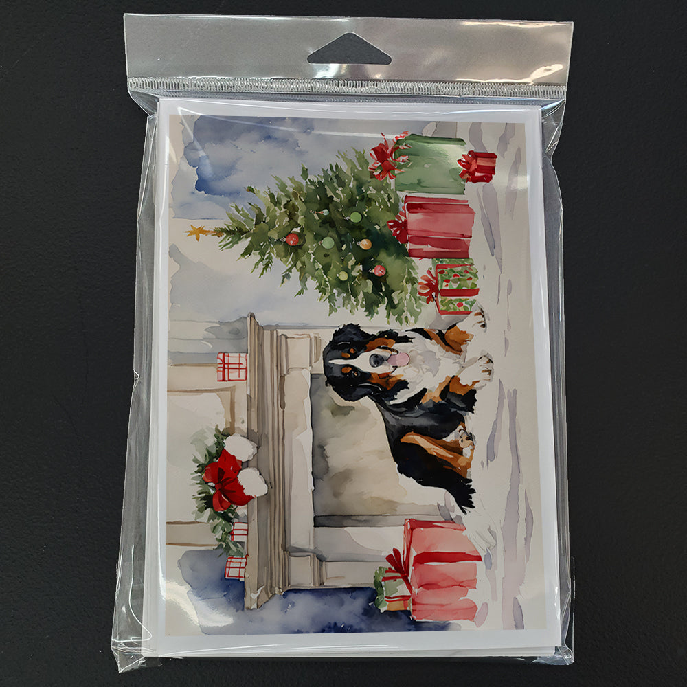 Bernese Mountain Dog Christmas Greeting Cards Pack of 8 Blank Cards with Envelopes Whimsical A7 Size 5x7