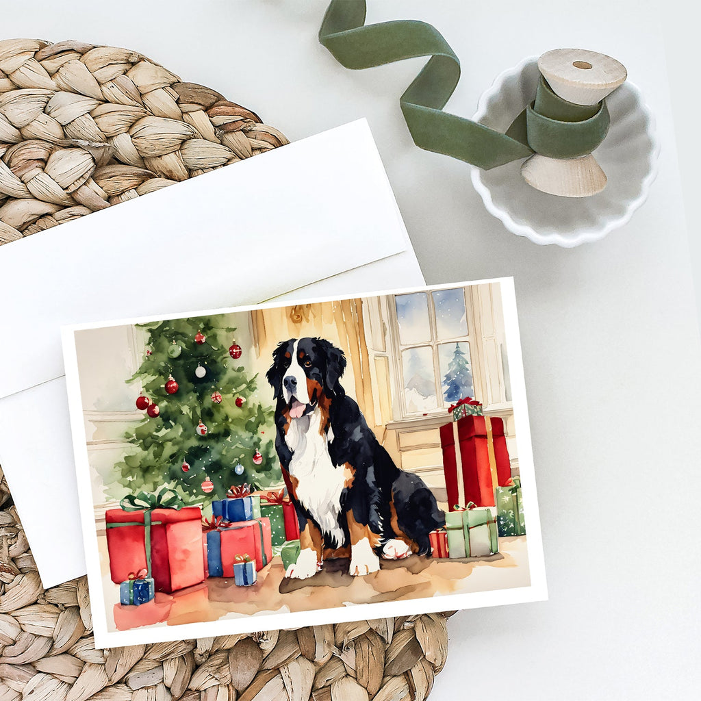 Bernese Mountain Dog Christmas Greeting Cards Pack of 8 Blank Cards with Envelopes Whimsical A7 Size 5x7