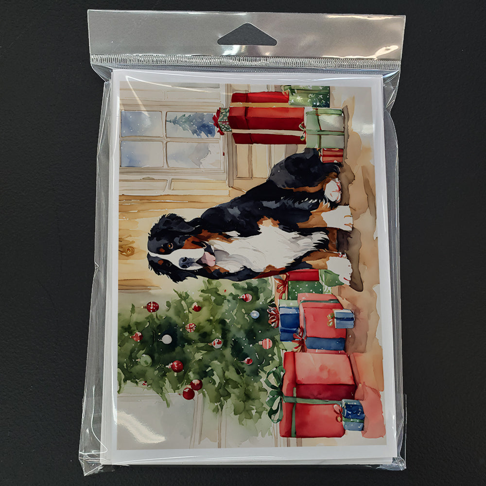 Bernese Mountain Dog Christmas Greeting Cards Pack of 8 Blank Cards with Envelopes Whimsical A7 Size 5x7