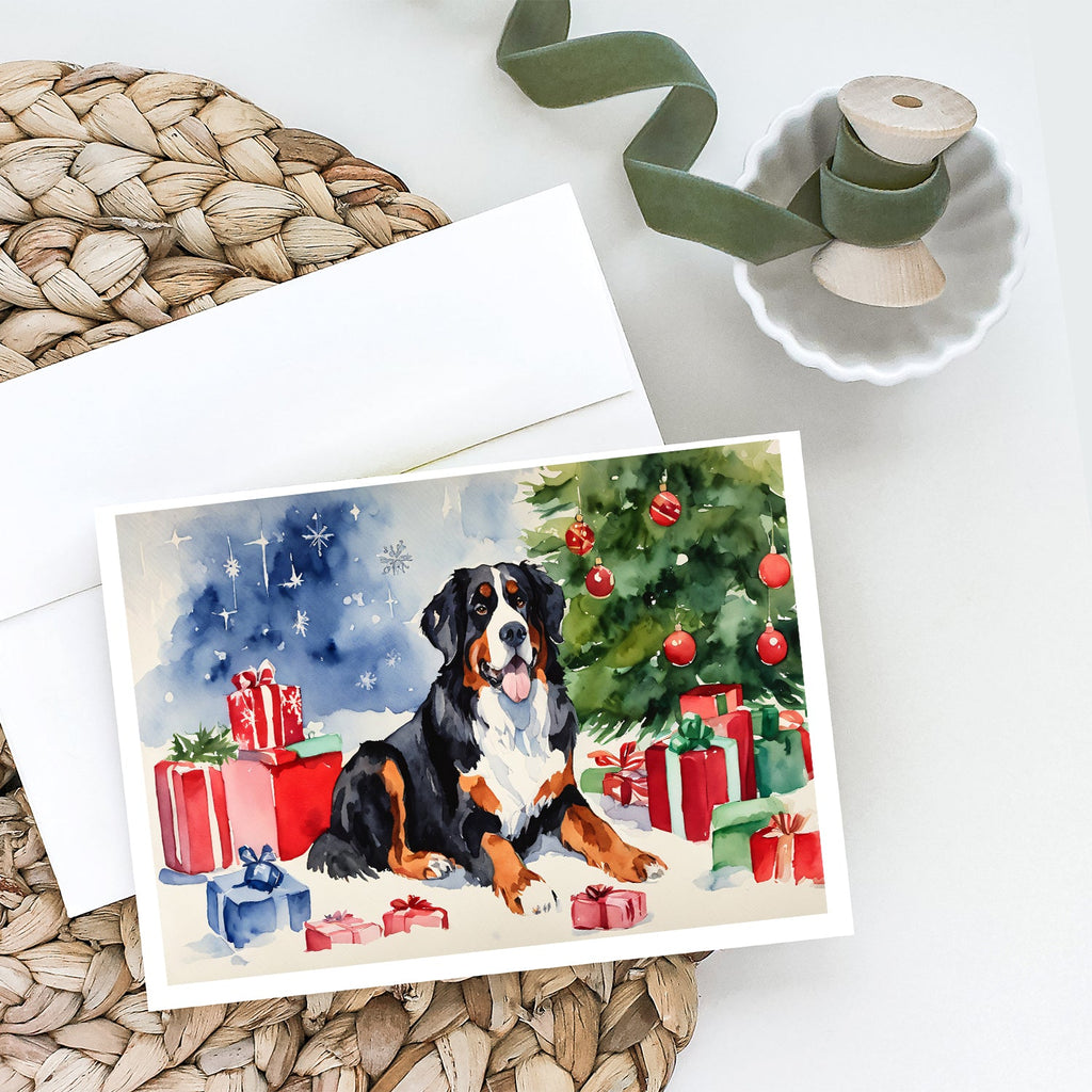 Bernese Mountain Dog Christmas Greeting Cards Pack of 8 Blank Cards with Envelopes Whimsical A7 Size 5x7