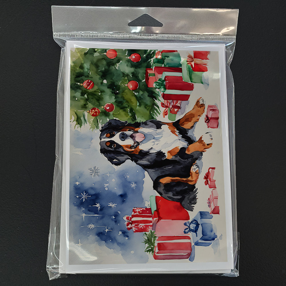 Bernese Mountain Dog Christmas Greeting Cards Pack of 8 Blank Cards with Envelopes Whimsical A7 Size 5x7