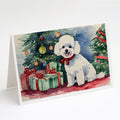 Bichon Frise Christmas Greeting Cards Pack of 8 Blank Cards with Envelopes Whimsical A7 Size 5x7