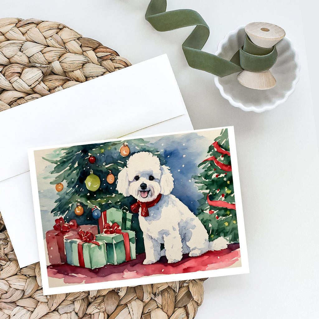 Bichon Frise Christmas Greeting Cards Pack of 8 Blank Cards with Envelopes Whimsical A7 Size 5x7