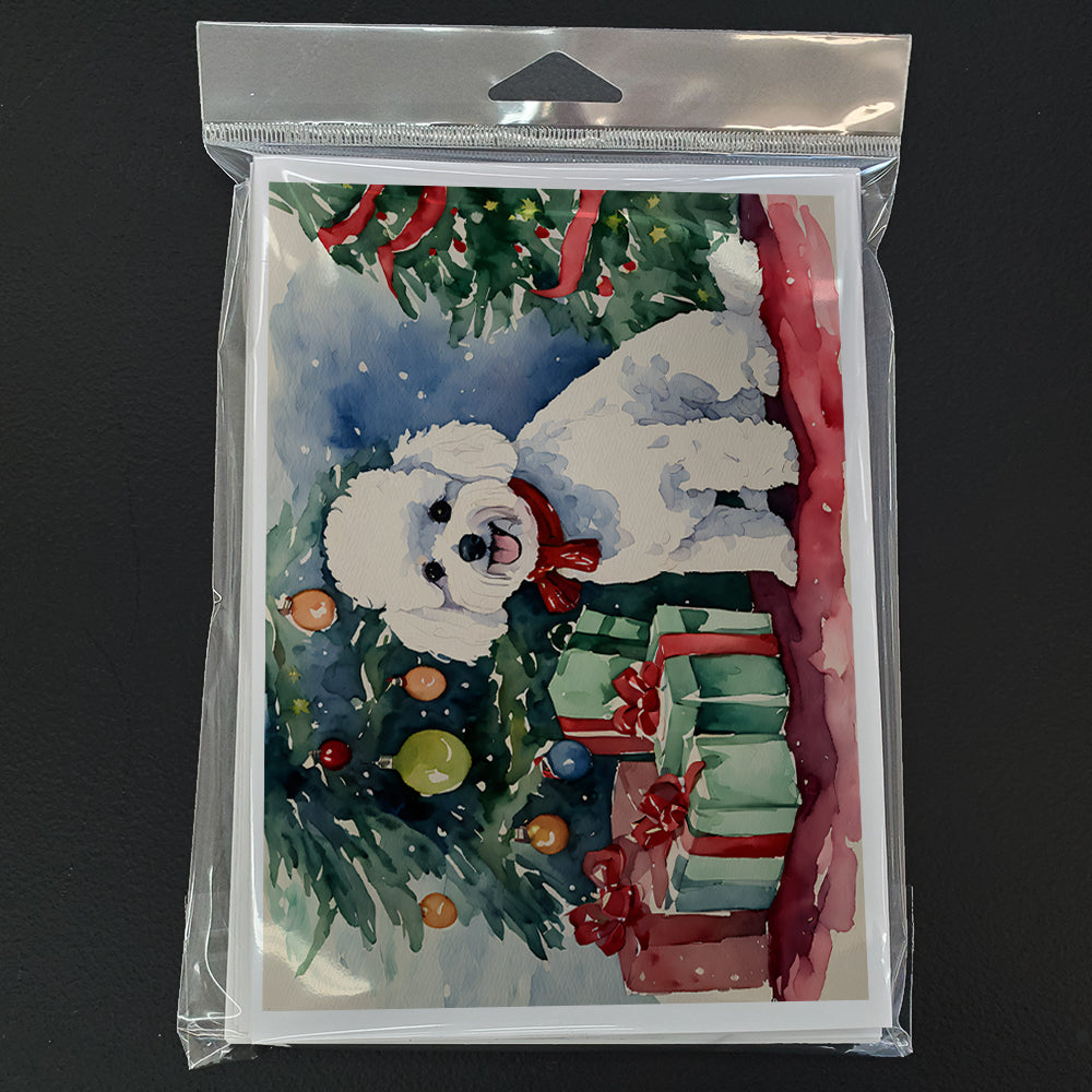 Bichon Frise Christmas Greeting Cards Pack of 8 Blank Cards with Envelopes Whimsical A7 Size 5x7
