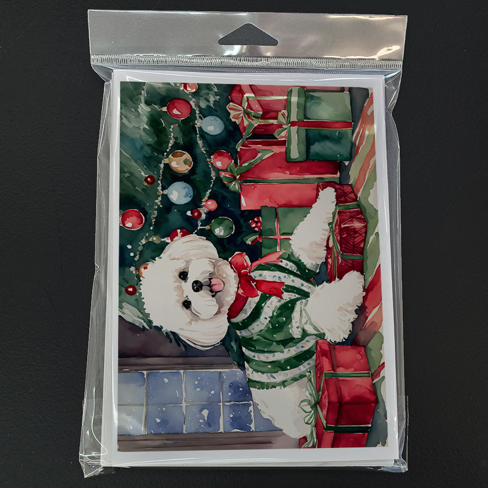 Bichon Frise Christmas Greeting Cards Pack of 8 Blank Cards with Envelopes Whimsical A7 Size 5x7