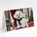 Bichon Frise Christmas Greeting Cards Pack of 8 Blank Cards with Envelopes Whimsical A7 Size 5x7