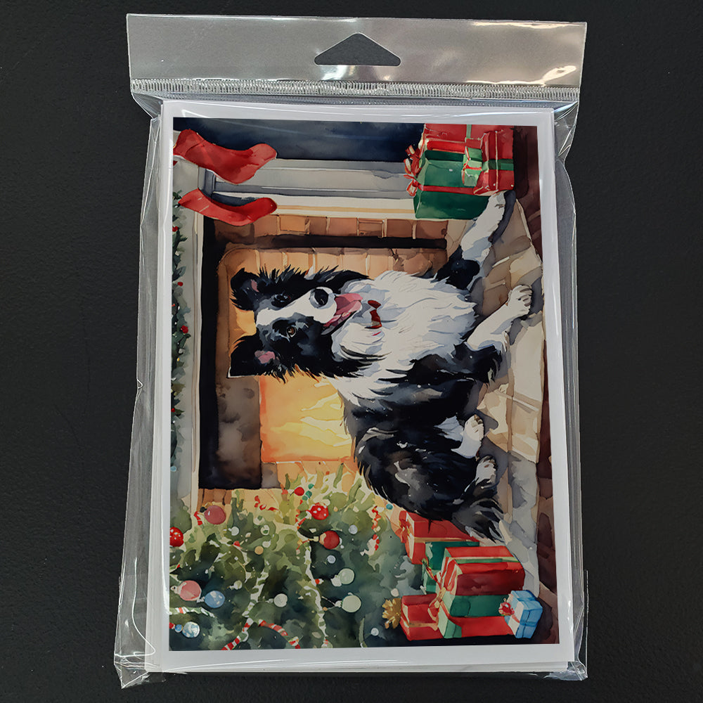 Border Collie Christmas Greeting Cards Pack of 8 Blank Cards with Envelopes Whimsical A7 Size 5x7