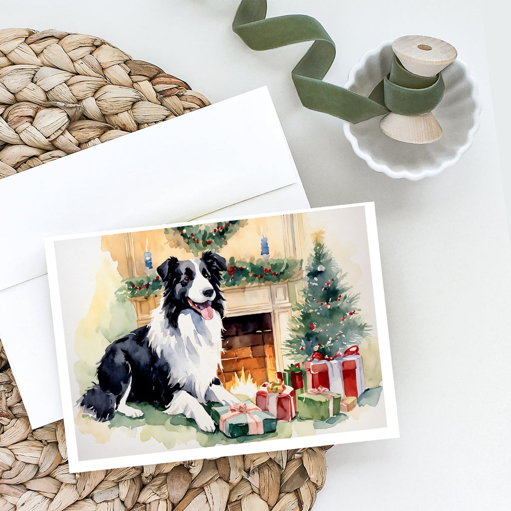 Border Collie Christmas Greeting Cards Pack of 8 Blank Cards with Envelopes Whimsical A7 Size 5x7