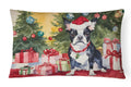 Boston Terrier Christmas Decorative Throw Pillow 12x16 Indoor Outdoor Accent Cushion, Fabric Cover with Insert for Sofa, Bed, Porch & Living Room