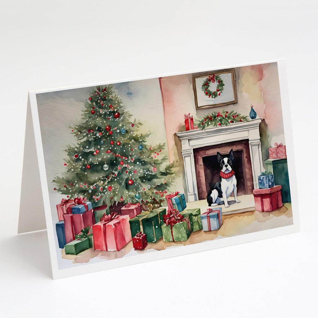 Boston Terrier Christmas Greeting Cards Pack of 8 Blank Cards with Envelopes Whimsical A7 Size 5x7