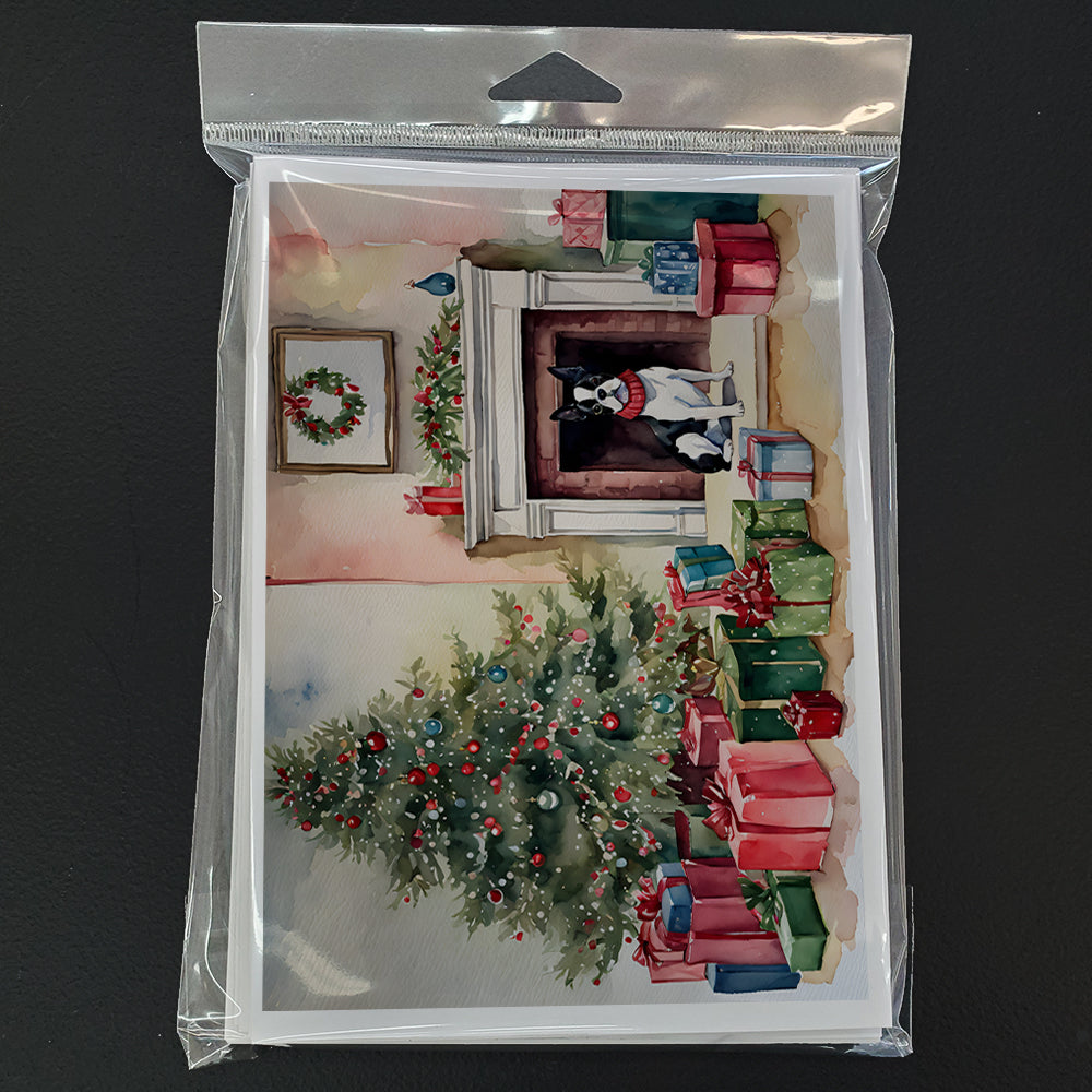 Boston Terrier Christmas Greeting Cards Pack of 8 Blank Cards with Envelopes Whimsical A7 Size 5x7