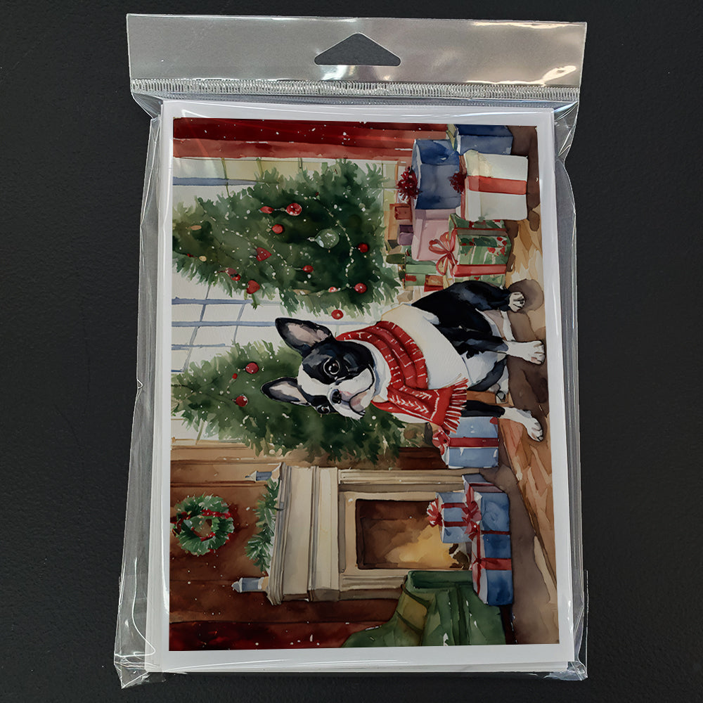 Boston Terrier Christmas Greeting Cards Pack of 8 Blank Cards with Envelopes Whimsical A7 Size 5x7