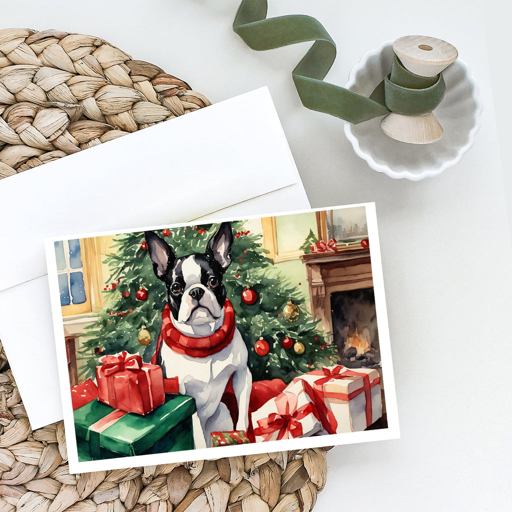 Boston Terrier Christmas Greeting Cards Pack of 8 Blank Cards with Envelopes Whimsical A7 Size 5x7
