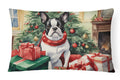 Boston Terrier Christmas Decorative Throw Pillow 12x16 Indoor Outdoor Accent Cushion, Fabric Cover with Insert for Sofa, Bed, Porch & Living Room