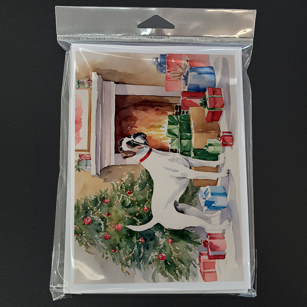 White Boxer Christmas Greeting Cards Pack of 8 Blank Cards with Envelopes Whimsical A7 Size 5x7
