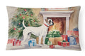 White Boxer Christmas Decorative Throw Pillow 12x16 Indoor Outdoor Accent Cushion, Fabric Cover with Insert for Sofa, Bed, Porch & Living Room