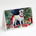 White Boxer Christmas Greeting Cards Pack of 8 Blank Cards with Envelopes Whimsical A7 Size 5x7