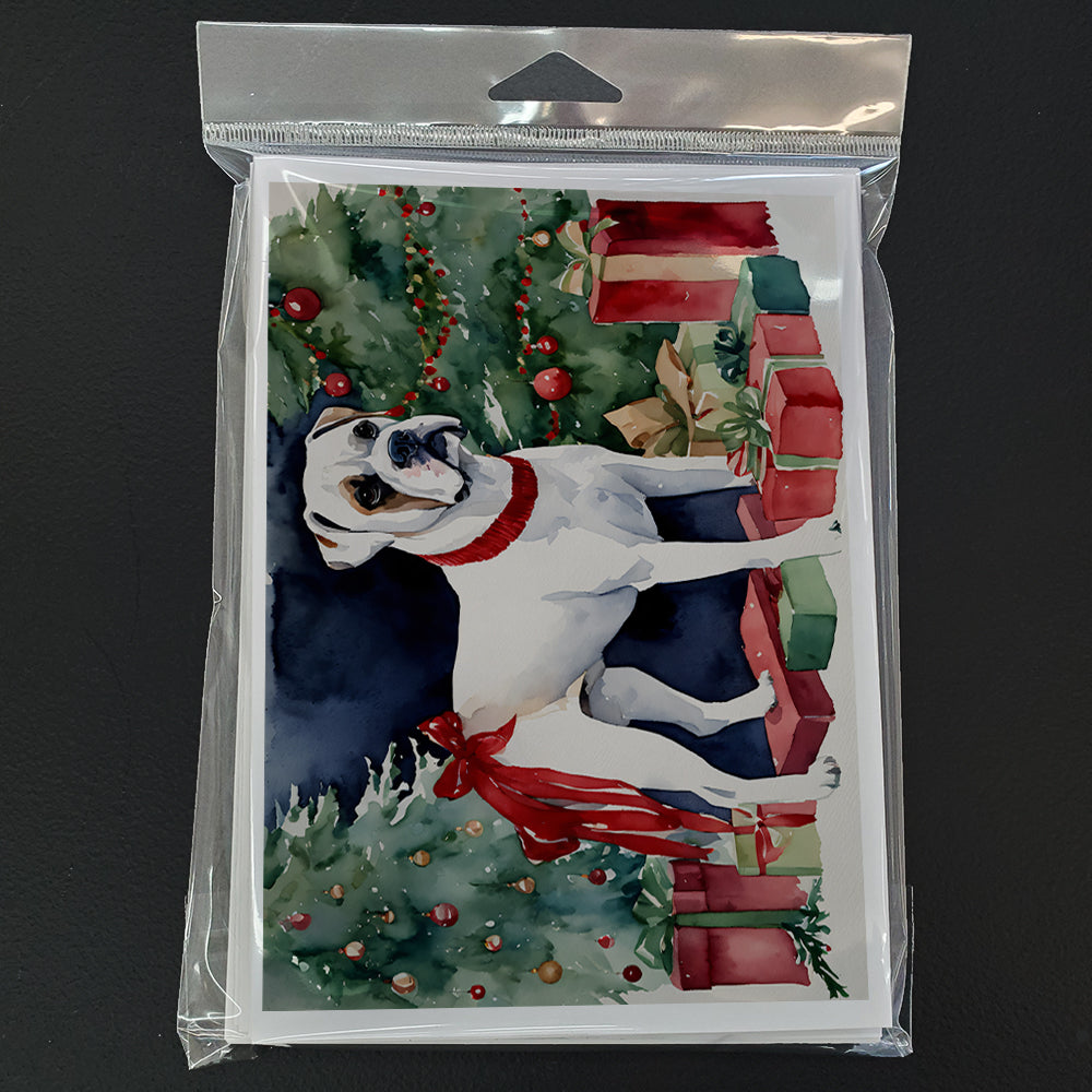 White Boxer Christmas Greeting Cards Pack of 8 Blank Cards with Envelopes Whimsical A7 Size 5x7