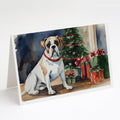 White Boxer Christmas Greeting Cards Pack of 8 Blank Cards with Envelopes Whimsical A7 Size 5x7