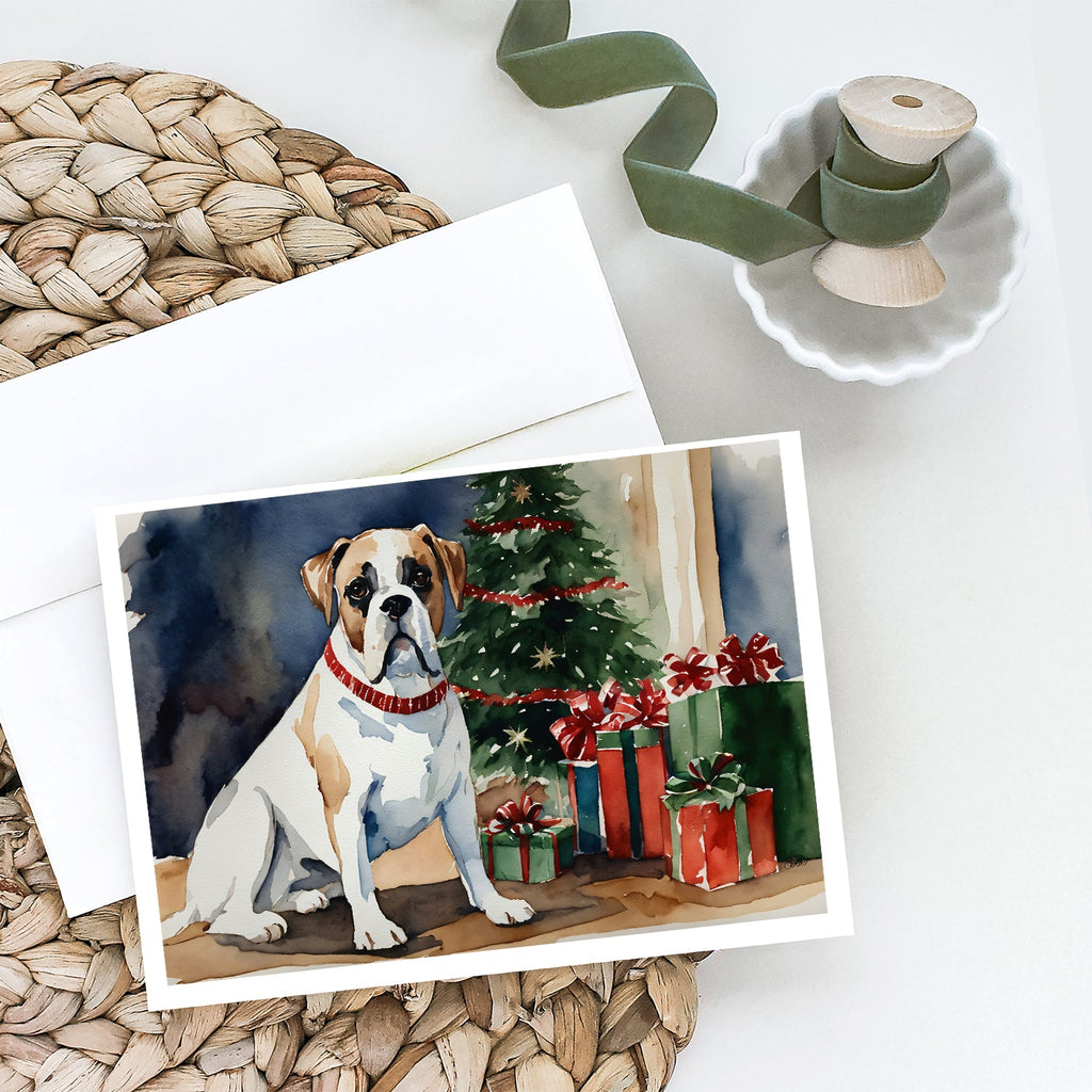 White Boxer Christmas Greeting Cards Pack of 8 Blank Cards with Envelopes Whimsical A7 Size 5x7