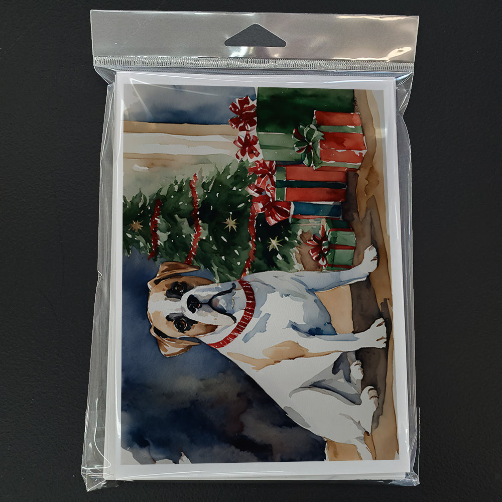 White Boxer Christmas Greeting Cards Pack of 8 Blank Cards with Envelopes Whimsical A7 Size 5x7