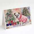 White Boxer Christmas Greeting Cards Pack of 8 Blank Cards with Envelopes Whimsical A7 Size 5x7
