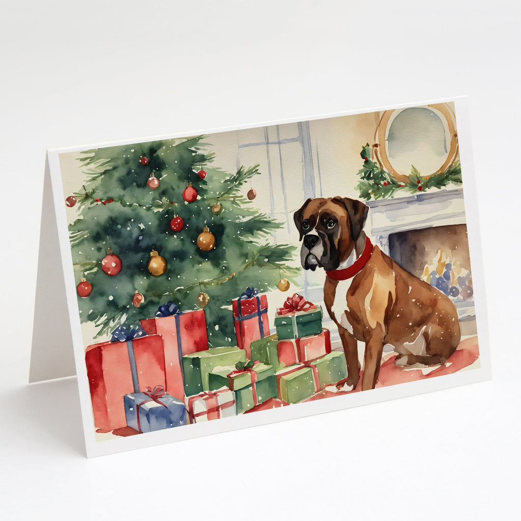 Fawn Boxer Christmas Greeting Cards Pack of 8 Blank Cards with Envelopes Whimsical A7 Size 5x7