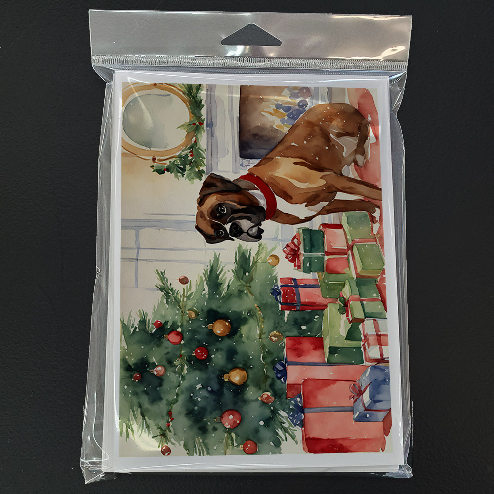 Fawn Boxer Christmas Greeting Cards Pack of 8 Blank Cards with Envelopes Whimsical A7 Size 5x7